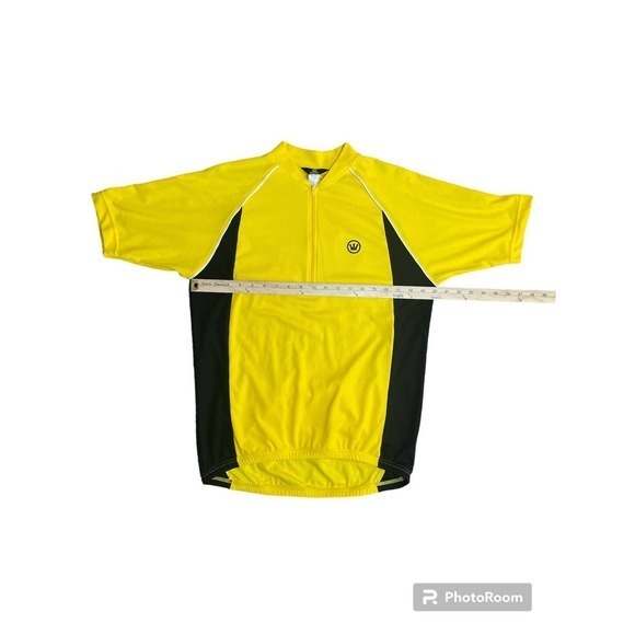 Canari Cycling Jersey Yellow Zip Medium 3 Back Pockets Short Sleeve - Picture 6 of 7